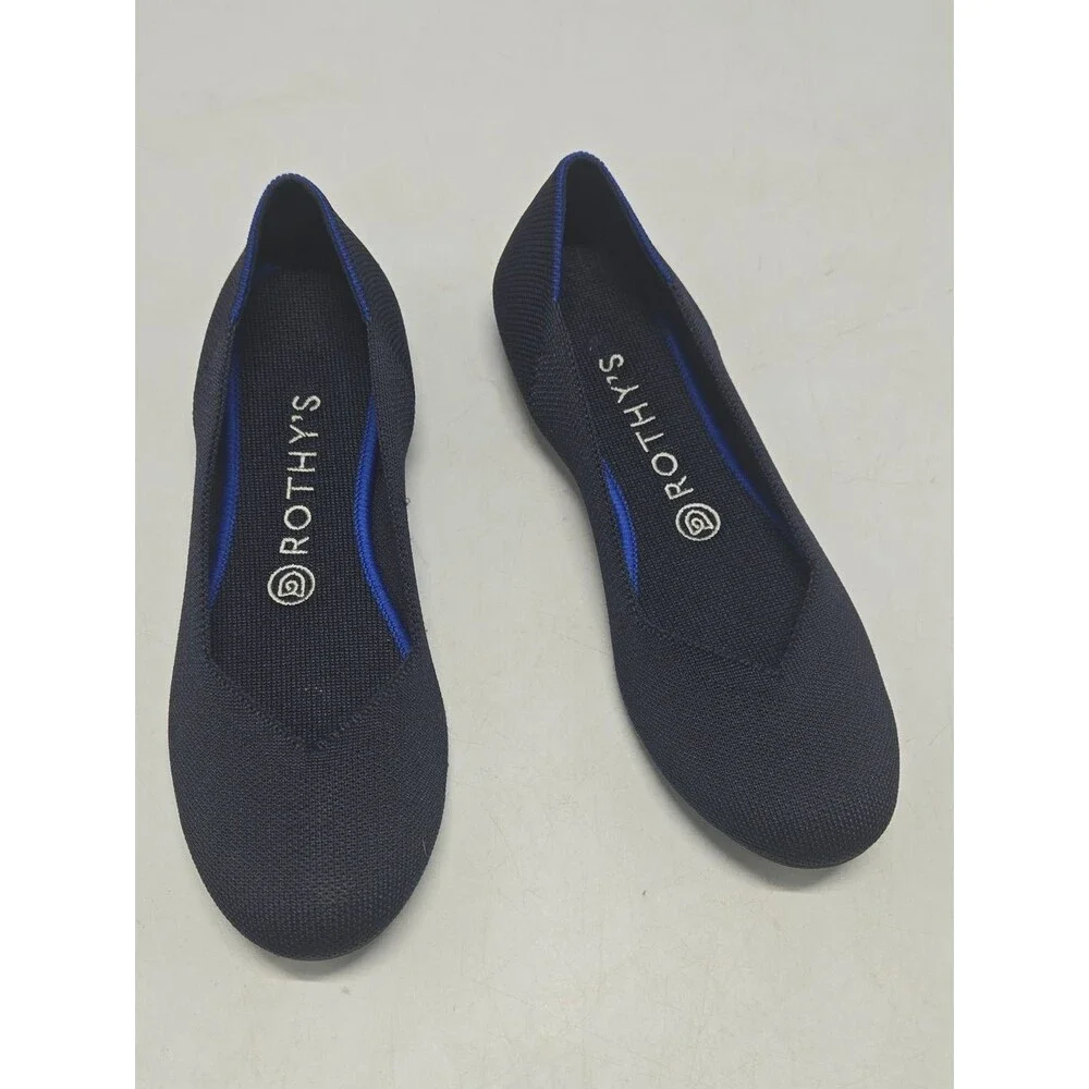 Rothy's Navy Blue Knit Slip-On Ballet Flats 8